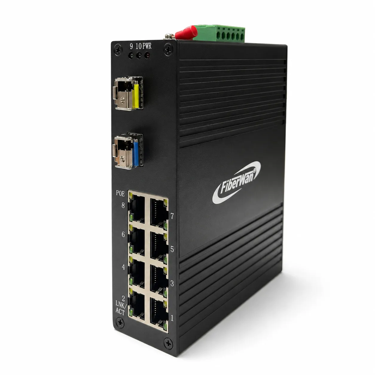 FWE2-PCI841 em três quartos com os dois módulos SFP instalados